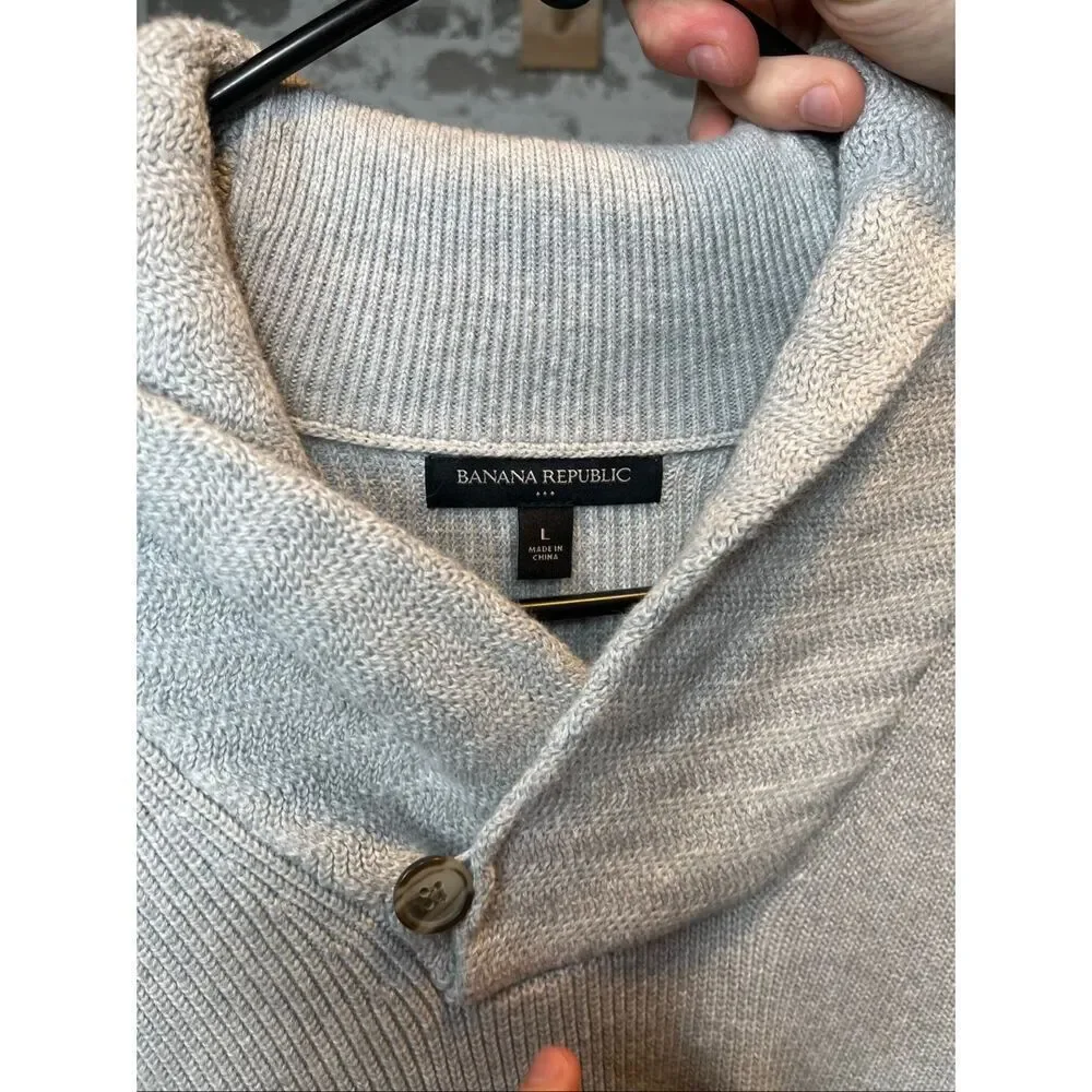 Banana Republic | men Henley gray cotton blend sweater